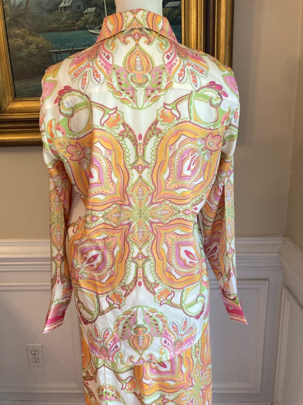 ANTONIO MELANI Set Clio Paisley Scarf Print Satin Top & Skirt - Picture 9 of 12